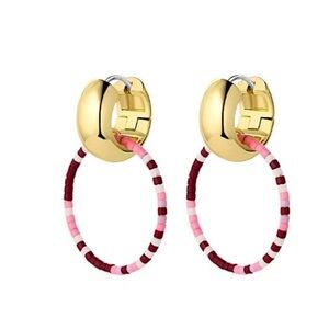 Gorjana Gold Gigi Drop Hoop Malibu Earrings New